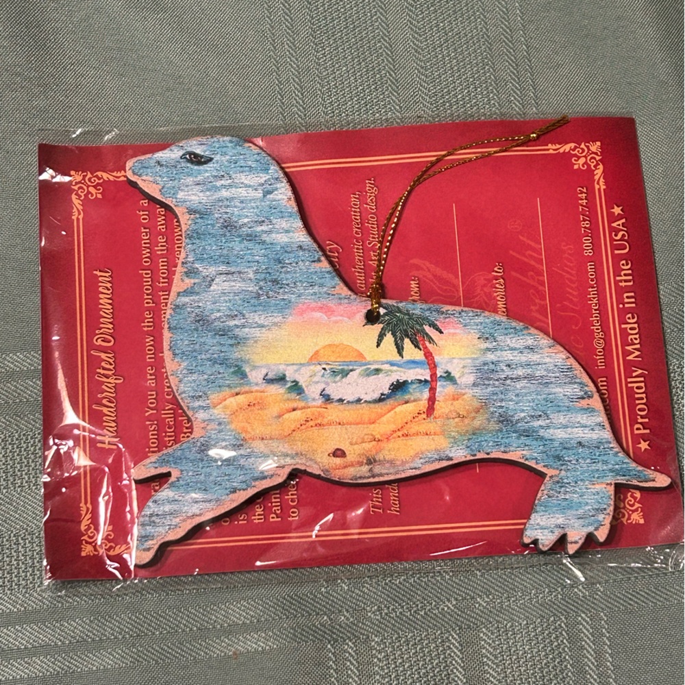 TWO Brand New G. Debrah Coastal Wooden Ornament SEAL